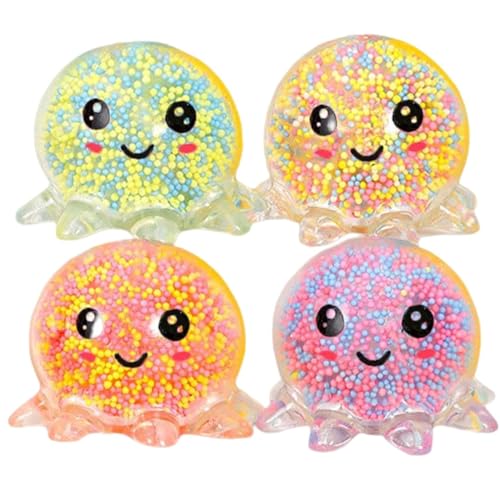 4pcs Stressbällchen Tintenfisch-Stress-Bälle für Erwachsene Weiche Plastik-Stressspielzeug Angstlinderung Stressspielzeug leuchten im Dunk von Csafyrt