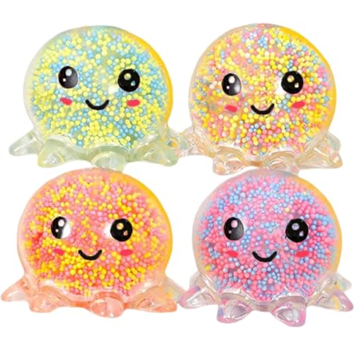 4pcs Stressbällchen Tintenfisch-Stress-Bälle für Erwachsene Weiche Plastik-Stressspielzeug Angstlinderung Stressspielzeug leuchten im Dunk von Csafyrt