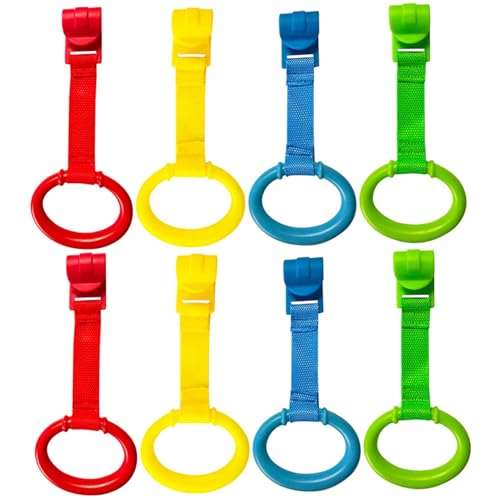 8pcs Baby -Pull -Up -Ringe, 4 Farben Playpen -Up -Ringe, hängende Plastik -Wanderassistenten Pull -Up -Ringe Krippenzubehör für Kinder Baby Kleinkind Übung Tool von Csafyrt