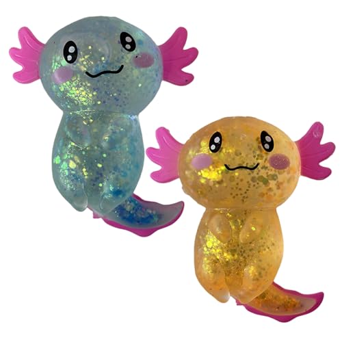 Axolotl Squish Toy 2pcs 4 Zoll tragbare Angst und Stressbekämpfung entzückender lebendiger Glitzer Axolotl Spielzeug für Kinder, Party für Erwachsene, Geburtstagsgeschenke, Blau + Orange Axolotl Squish Toy 2pcs 4 Zoll tragbare Angst und Stressbekämpfung entzückender lebendiger Glitzer Axolotl Spielzeug für Kinder, Party für Erwachsene, Geburtstagsgeschenke, Blau + Orange von Csafyrt