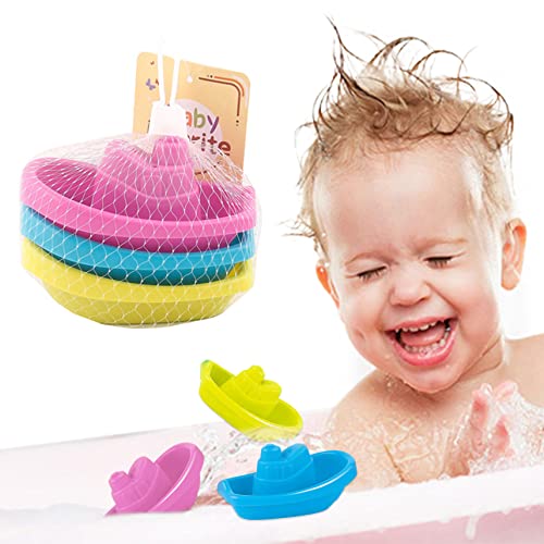 Badebootspielzeug für Baby Bad Spielzeug stapelbares schwimmendes Boot Wasserspiel Spielzeug Early Educational Toy für Kid Gift 3pcs von Csafyrt