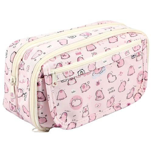 Capybara Pencil Case niedliche Cartoon -Muster Geräumiger Kawaii -Bleistifthülle mit magnetischem Verschluss und transparenter Tasche von Csafyrt