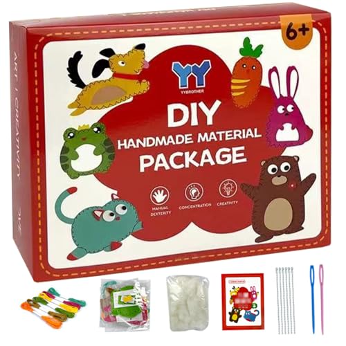 Csafyrt 1 Set Kids Sewing Kit Süßes gefülltes Tier Filznäht Kit Verschiedene Filzpluppen Fun Kids Sewing Set DIY Craft Ornamente Kinder Bildungsnähung Spielzeug von Csafyrt