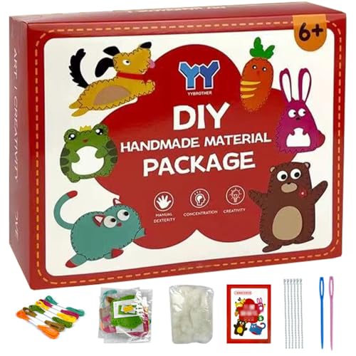 Csafyrt 1 Set Kids Sewing Kit niedlich gefüllte Tier Filznäht Kit Verschiedene Filzkörper Fun Kids Sewing Set DIY Craft Ornamente Kinder Bildungsnähung Spielzeug für Anfänger Kinder von Csafyrt