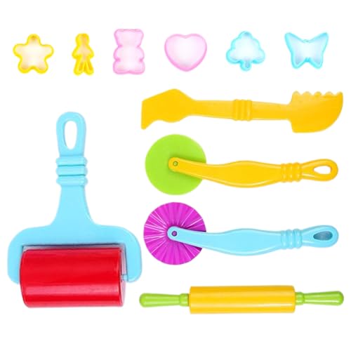 Csafyrt 1 Set Playdough Tools 11PCS PP Plastik -Playtoirs -Zubehör Wiederverwendbare Bildhauerwerkzeuge zum Rollen von Schimmelpilz und Abflachung von Playdough -Sets für Kinder von Csafyrt