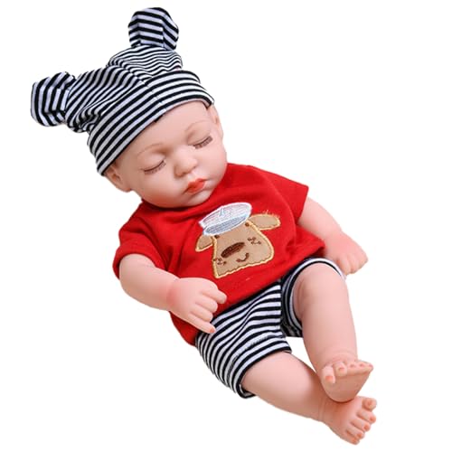 Csafyrt 12 x 4 Zoll gekleidet bewegliche Gelenk Simulation Eye geschlossene Babypuppe Vinyl poable niedliche realistische Babypuppen Geschenk für Kinder Schwarz von Csafyrt