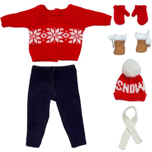 Csafyrt 18 Zoll Doll Kleidung Set Weihnachten Pullover Puppenkleidung für 18 Zoll Puppen süße 18 -Zoll -Puppenkleidung und Accessoires Schneeflocke von Csafyrt