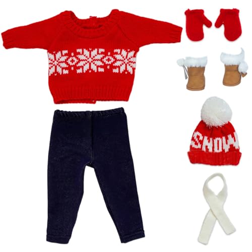 Csafyrt 18 Zoll Puppenkleidung Set Weihnachten Pullover Puppenkleidung für 18 Zoll Puppen süße 18 -Zoll -Puppenkleidung und Accessoires Puppe Schneeflocke von Csafyrt