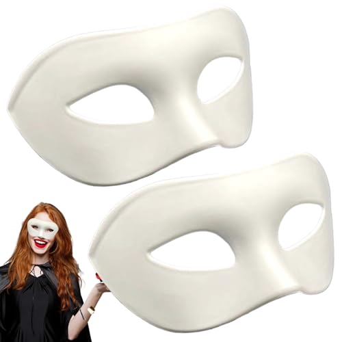 Csafyrt 2 PCs Maskerade -Maske Halbgesicht DIY leere Maske mit Bändern für Männer Frauen Leichtes bequemes Halloween für Ball Proms Cosplay (weiß) von Csafyrt