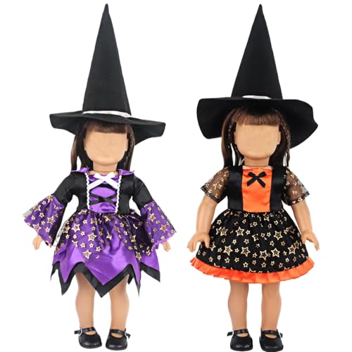 Csafyrt 2 Set 18 Zoll Puppenkleidung und Accessoires umfassen Hut, Kleider und Schuhe Pretty Puppenkleidung für 18 Zoll Puppen Halloween Kostüme Geschenke für kleine Mädchen (Nicht inklusive) von Csafyrt