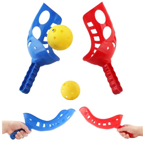 Csafyrt 2 Set Scoop Ball Yard Parent-Kind-Schaufel-Ballspiel umfasst 4 Scoops und 2 Bälle im Freien im Outdoor-Impress-resistenten Strandpicknick-Familienspiele für Kinder, Erwachsene von Csafyrt