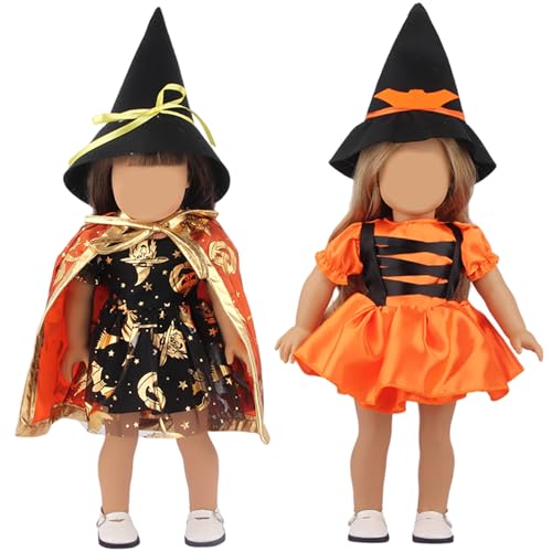 Csafyrt 2 Sets 18 Zoll Puppenkleidung und Accessoires enthalten Hexenhut und Kleid, orange hübsche Puppenkleidung für Halloween -Kostüme Mädchen Geschenke Csafyrt 2 Sets 18 Zoll Puppenkleidung und Accessoires enthalten Hexenhut und Kleid, orange hübsche Puppenkleidung für Halloween -Kostüme Mädchen Geschenke von Csafyrt