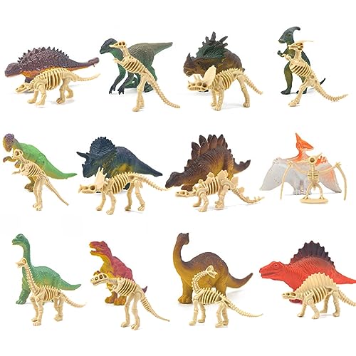 Csafyrt 24pcs/set Dinosaurier Figuren Mini Dinosaurier farbenfrohe realistische Dinosaurierfiguren Dinosaurierknochen Dinosaurier Fossilien Spielzeug für Mädchen Jungen im Alter von 3+ von Csafyrt