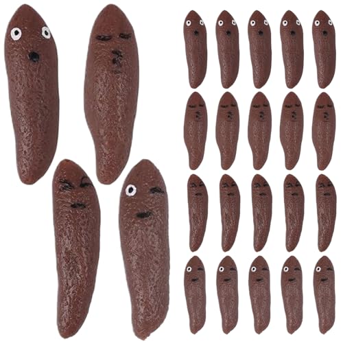 Csafyrt 24pcs Finger Slingsshot Toys Flying Fake Poo Slingsshot mit lustigen Ausdrücken dehnbarer Gummi -Parodie -Poo -Spielzeug für Kinder Erwachsene Fliegere Spiel und Partyvorzug von Csafyrt