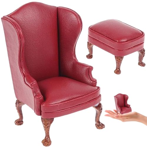 Csafyrt 2pcs/Set Dollhouse Couch mit niedlichem Hocker 1:12 Skala Lifelike Dollhouse Möbel kreatives DIY Mini -Sofa für Dollhouse Decor Kinder Rollenspiele ROTS rot von Csafyrt