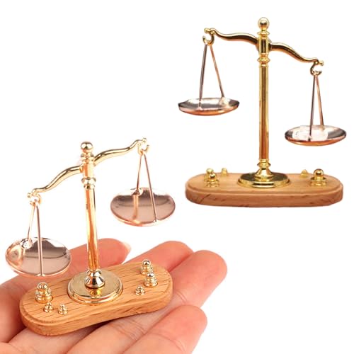 Csafyrt 2pcs Balance Scale 2x1.7x0.8 '' Exquisite Miniaturlegierungskala der Gerechtigkeit Vintage Balance Scale für Miniaturlandschaftsgestaltung von Csafyrt