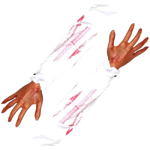 Csafyrt 2pcs Halloween Hände 21 Zoll getrennten falschen Arm mit weißer Stoffhülle weiche realistische Halloween -Körperteile Scary Halloween Requisiten Stil 1 von Csafyrt