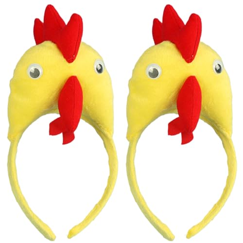 Csafyrt 2pcs Hühnchenhut Hühnchen Stirnband süße lustige Hühnerhut kostenlos Größe Dekorative Rooster Hut Hühnerkopfbänder von Csafyrt