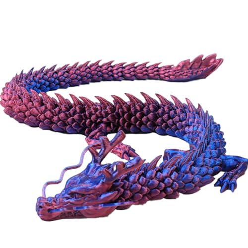 Csafyrt 3D -Gedruckter Drache 17.7in bewegliche Gelenke Drachen Ornament Realistische Drachenspielzeug sichere Fischtankdekorationen lila von Csafyrt