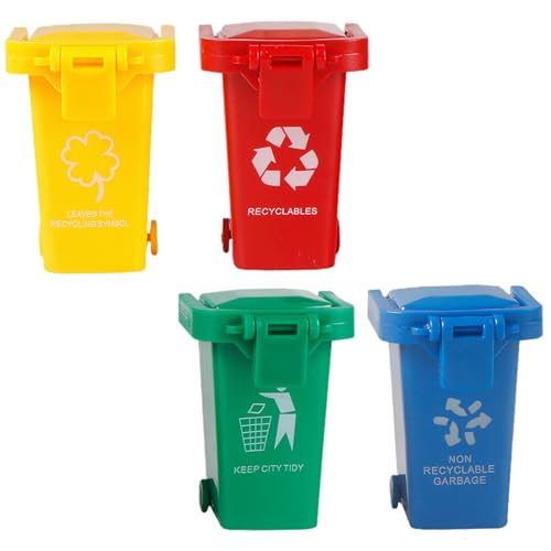 Csafyrt 4PCS/Set Mini MUGBAGE DAN Hellfarbe Müllsortierspiel Spielzeugmüll Dosen Interakive Lernspielzeug Mülleimerdosen Sicherheit Mini Recyclingbehälter für Kindergeschenke von Csafyrt