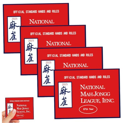 Csafyrt 4pcs Mahjong Karten 2025 Standardregeln und Hände 2025 Mahjong Card Offizielles großer Druck tragbarer und leichtes Mahjong -Karten rot von Csafyrt