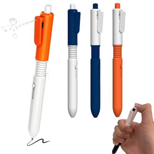 Csafyrt 4pcs Wasserpistole Stift in Form Wasserpistole Streich Spielzeug 2 in 1 lustige Streicherweicher Kopfstift mit Wasserspray -Funktion für Schulbüro Streich von Csafyrt