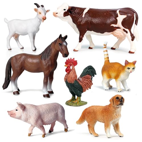 Csafyrt 7pcs/Set Farm Tierfiguren Realistische Farm-Tierspielzeug umfassen Kuhkatze Schwein und mehr geruchsfreie Plastikstäbe-Nutztiere pädagogische Dekorative Tierfiguren für die Heimschule von Csafyrt