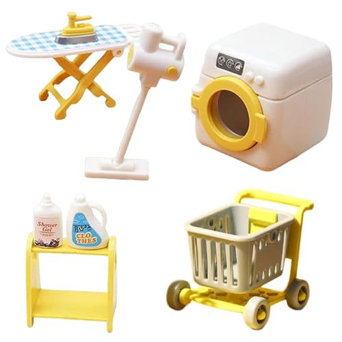 Csafyrt 8pcs Set Spielzeugwaschmaschine Realistische Kinder Waschmaschine Dollhouse Miniaturen Waschküche Zubehör von Csafyrt