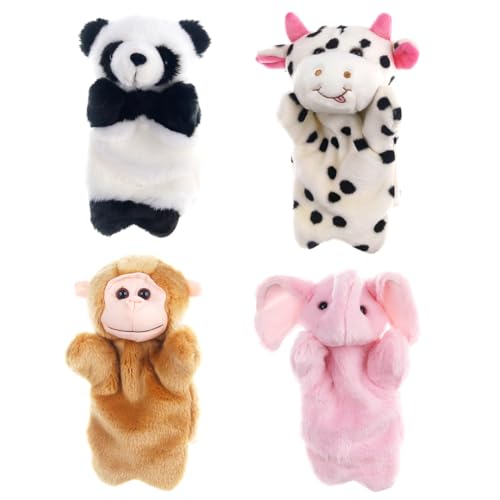 Csafyrt Animal Puppen Tier Handpuppen 4pcs Plüsch Handpuppenspielzeug für Kinder Geschichten erzählen Requisiten tun Spiele Plüschpuppen von Csafyrt