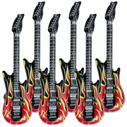 Csafyrt Aufblasbare Gitarren für Kinder 6PCs wasserdichte PVC Blow Gitarre 36,6 -Zoll -Spielzeuggitarre aufblasbare Instrumente für Partybevorzugungen von Csafyrt