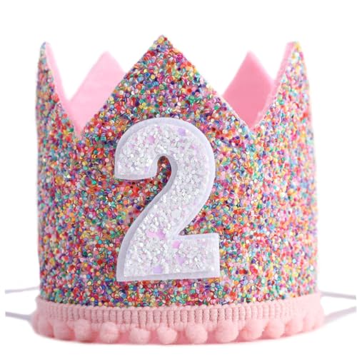 Csafyrt Baby Girls 2. Geburtstagsfeier Hut Verstellbares Sparkle Tiara Stirnbänder Babys Geburtstagsrequisiten von Csafyrt