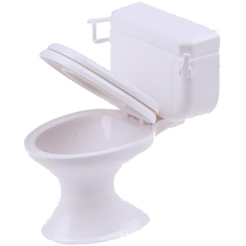 Csafyrt Baby Pown Toilette 2pcs 1:12 Weiß Puppenhaus Toilettenpuppenhaus Badezimmer Möbel Mini Toilettenspielzeugkuchen -Topper für Puppenhauszubehör von Csafyrt