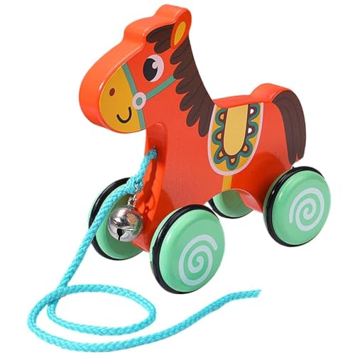 Csafyrt Baby Pull Toy Holz Pull Toy mit Bell & Rutschrad Interaktives Entenspielzeug für 1-3-Jährige entwickelt Mobilitätsbalance und Handaugenkoordinationsfähigkeiten braun von Csafyrt