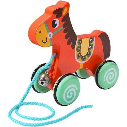 Csafyrt Baby Pull Toy Holz Pull Toy mit Bell & Rutschrad Interaktives Entenspielzeug für 1-3-Jährige entwickelt Mobilitätsbalance und Handaugenkoordinationsfähigkeiten braun von Csafyrt