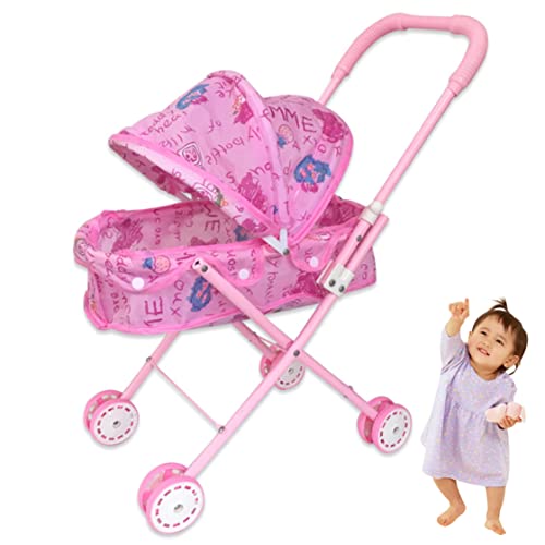 Csafyrt Babypuppen Kinderwagen Doll Kinderstärke Faltbare verstellbare Kapuze abnehmbar waschbarer Anti-Rust-Puppenfahrzeug großer Kapazität Spielzeug Kinderwagen für Kinder von Csafyrt