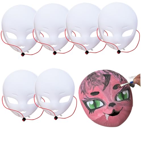 Csafyrt Big Eye Fursuit Headmaske, 6pcs PVC Weiße Maske mit Riemen, DIY -Malkostüm, Halloween für Kawaii Masquerade Cosplay von Csafyrt