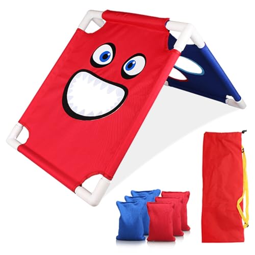 Csafyrt Cornhole Board Set Big Mund Monster Corn Hole Games für Erwachsene Kinder doppelseitige interaktive Eltern-Kind-Yard-Spiele Familie Outdoor von Csafyrt