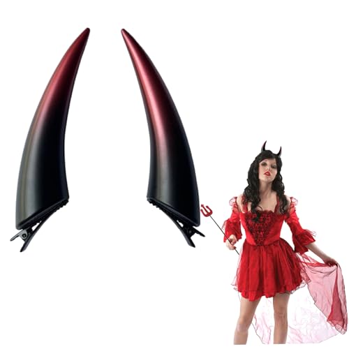 Csafyrt Dämonhörner 1 Paar robuste Harzhornhaarklammern Dämonenhörner mit Alligator -Clips für Halloween Devil Kostüm Cosplay Dress Up Party von Csafyrt