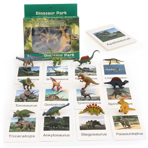 Csafyrt Dinosaurierspielzeug für Kinder 3-5 12 PCS Kids Dinosaurierspielzeug mit Lernkarten Lernkarten Dinosaurierspielzeug für Vokabular-Erkenntnis und Sprachkenntnisse verbessern von Csafyrt