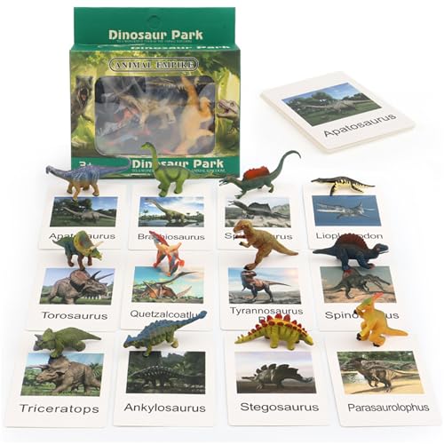 Csafyrt Dinosaurierspielzeug für Kinder 3-5 12 PCS Kinder Dinosaurierspielzeug mit Lernkarten Lernkarten Dinosaurierspielzeug für Wortschatz von Csafyrt