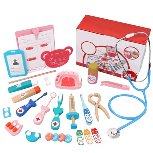 Csafyrt Doctor Kit für Kinder 3+ Holz, so tun Sie Doktor Kit Bildungskinder Ärzte Spielen tragbare Kleinkind -Doktor -Spielset. von Csafyrt