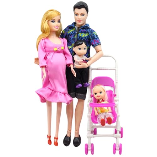 Csafyrt Doll House Family Set Schwangere Puppe mit 2 Kindern und Baby in Mamas Bauch und Vater Rubber Schwangeres Mutterspielzeug kreativer Bildung Kinderspielzeug für Kinder Geschenk von Csafyrt