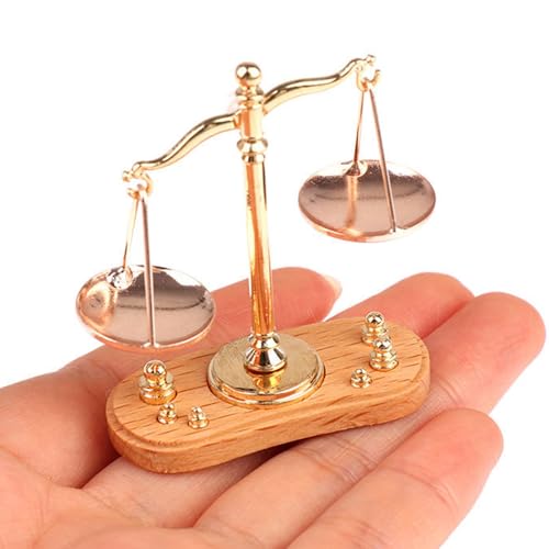 Csafyrt Dollhouse Möbel Balance Scales Miniatur -Puppenhauszubehör mit Gewichten 1: 12 Skala Retro Miniatures Spielzeug für Dollhouse -Szenen Kuchendekoration von Csafyrt