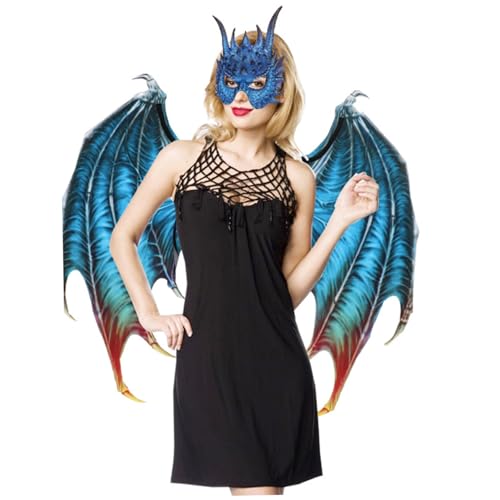 Csafyrt Dragon Kostüm Drachenmaske mit Horn- und Flügel -Set PU Foam Halloween Kostüme Unisex One Size Halloween Dragon Cosplay Set von Csafyrt