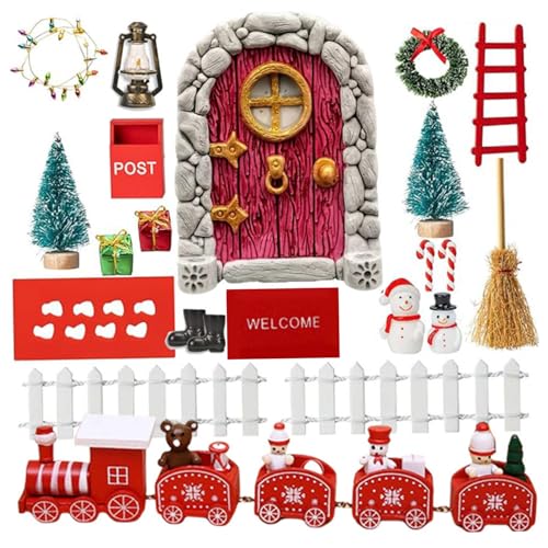 Csafyrt Elf Door Kit 1:12 Skala hölzerne gewölbte Märchen -Feen -Tür stabil und realistische Miniaturpuppenhaus Weihnachtsdekorationen für Kinder Geschenk Weihnachten Elf Supplies Dekor Dekor von Csafyrt