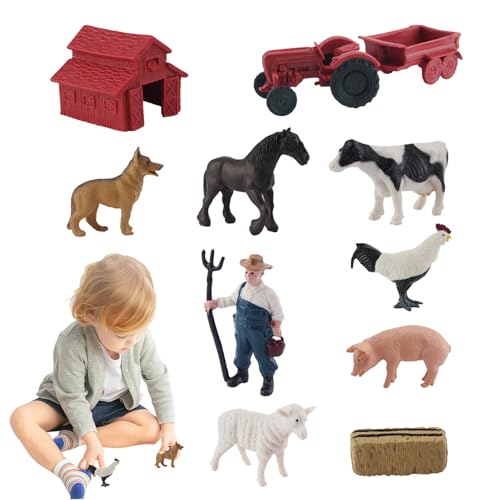 Csafyrt Farm Tier Toys 10pcs/Set Realistic Mini Barn Toy Safe PVC Educational Dollhouse Farm Farm Tiere Zahlen von Csafyrt