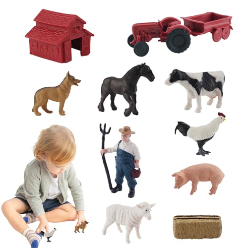 Csafyrt Farm Tier Toys 10pcs/Set Realistic Mini Scheune Spielzeug sicherer PVC Bildungshause Farm Farmtiere Zahlen für Kinder Kleinkind Jungen Mädchen von Csafyrt