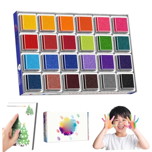 Csafyrt Fingerabdruck Ink Pad 24 Farben Bildungsstempelpolster für Kinder sicher und waschbarer Fingerabdruck Tintenpolster Fun Fingerfarbe Kit Kit von Csafyrt