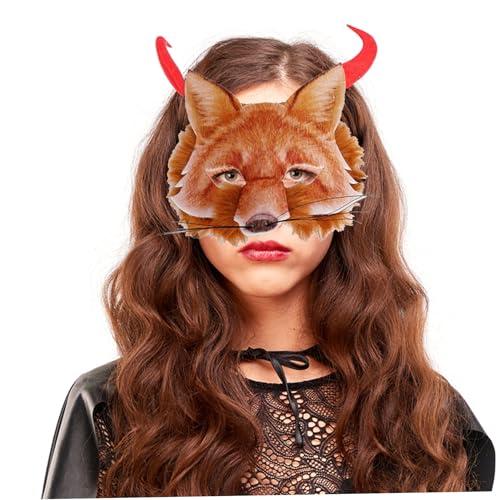 Csafyrt Fox Mask 6.7x6.7 Faux Fur Therian Mask Unisex Halb-Face-Tiermasken mit Gummiband für erwachsene Kinder tragbare Fuchsmaske von Csafyrt