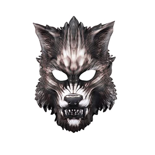 Csafyrt Furry Head Cosplay Eva Wolf Maske Halloween Werwolf halbe Maske Scary Horror Devil Wolf Animal Maske von Csafyrt